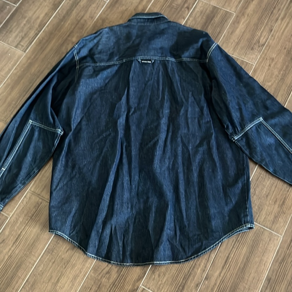 Silver Tab Levi’s Denim Shirt Size L Normal Wear View Pics - Picture 5 of 9